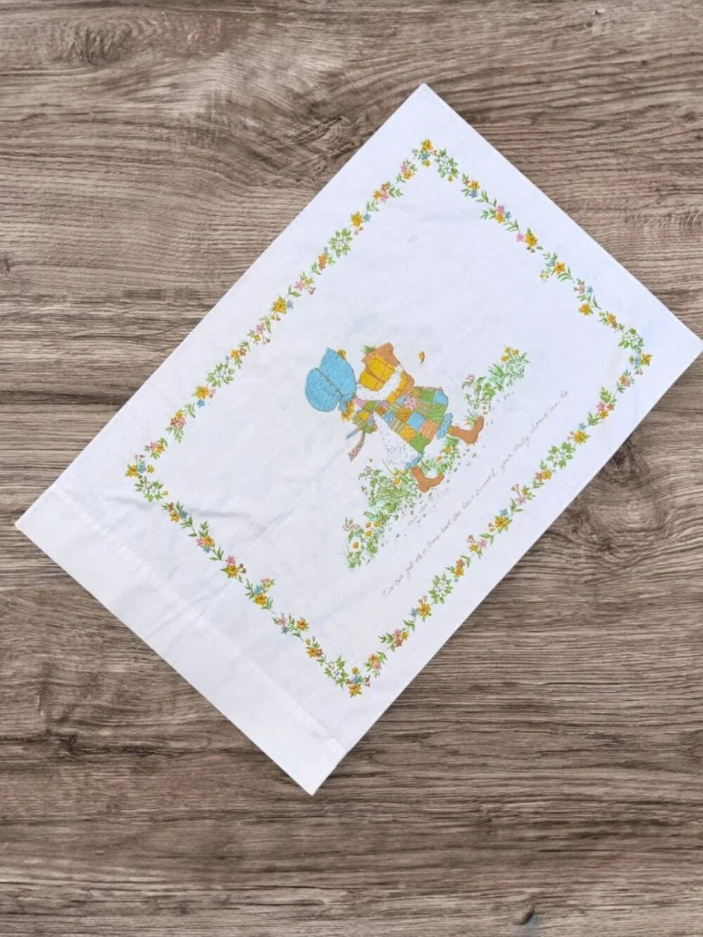 Vintage Holly Hobbie 70s Morgan Jones Girl Pillowcase Floral Cottagecore Bedroom